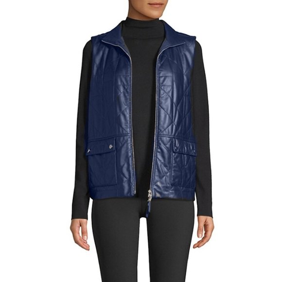 Lafayette 148 leather quilted vest - size large - Picture 1 of 10